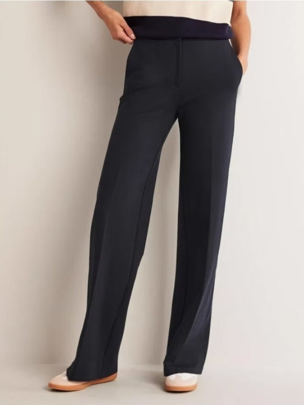 Boden Westbourne Ponte Trousers - Navy - Size 12